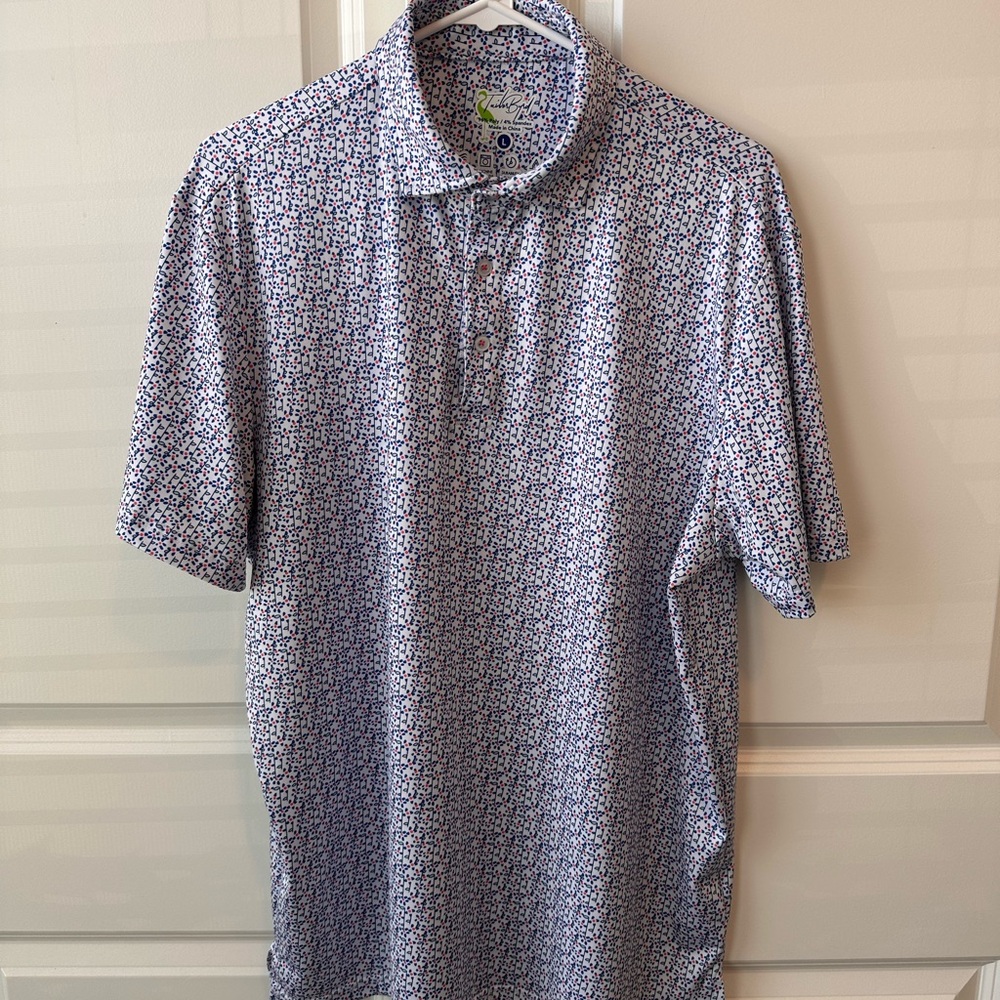 Tailorbyrd Multicolor Patterned Golf Shirt Sz. L. EUC.